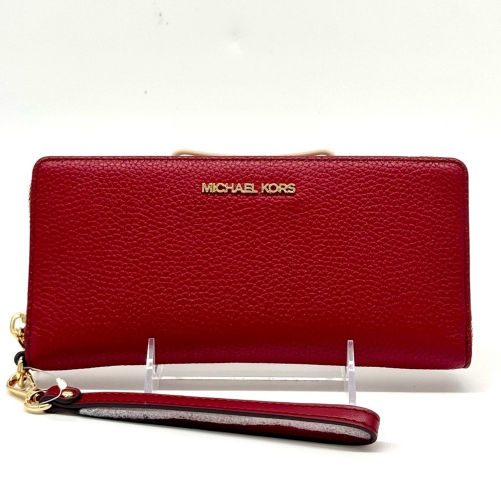 Michael Kors Large Jet Set Travel Signature Continental Wallet - Cherry - Picture 2 of 8